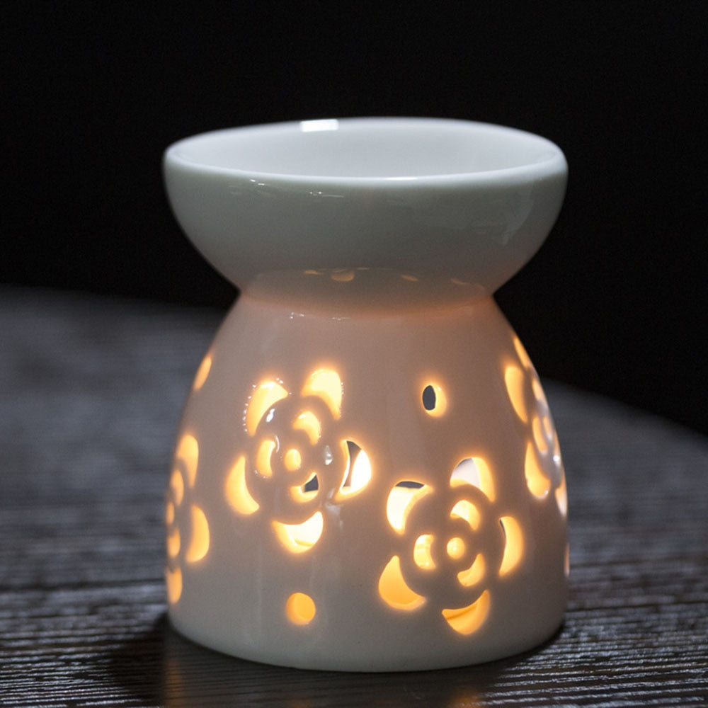 2022 Household Practical Ceramic White Oil Burner Melt Wax Warmer Diffuser Candle Room Decor Holder Valentine'S Day Christmas